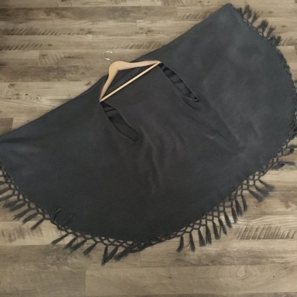 Blue Grey Boho Chic Tasseled Shawl - Picture 9 of 12